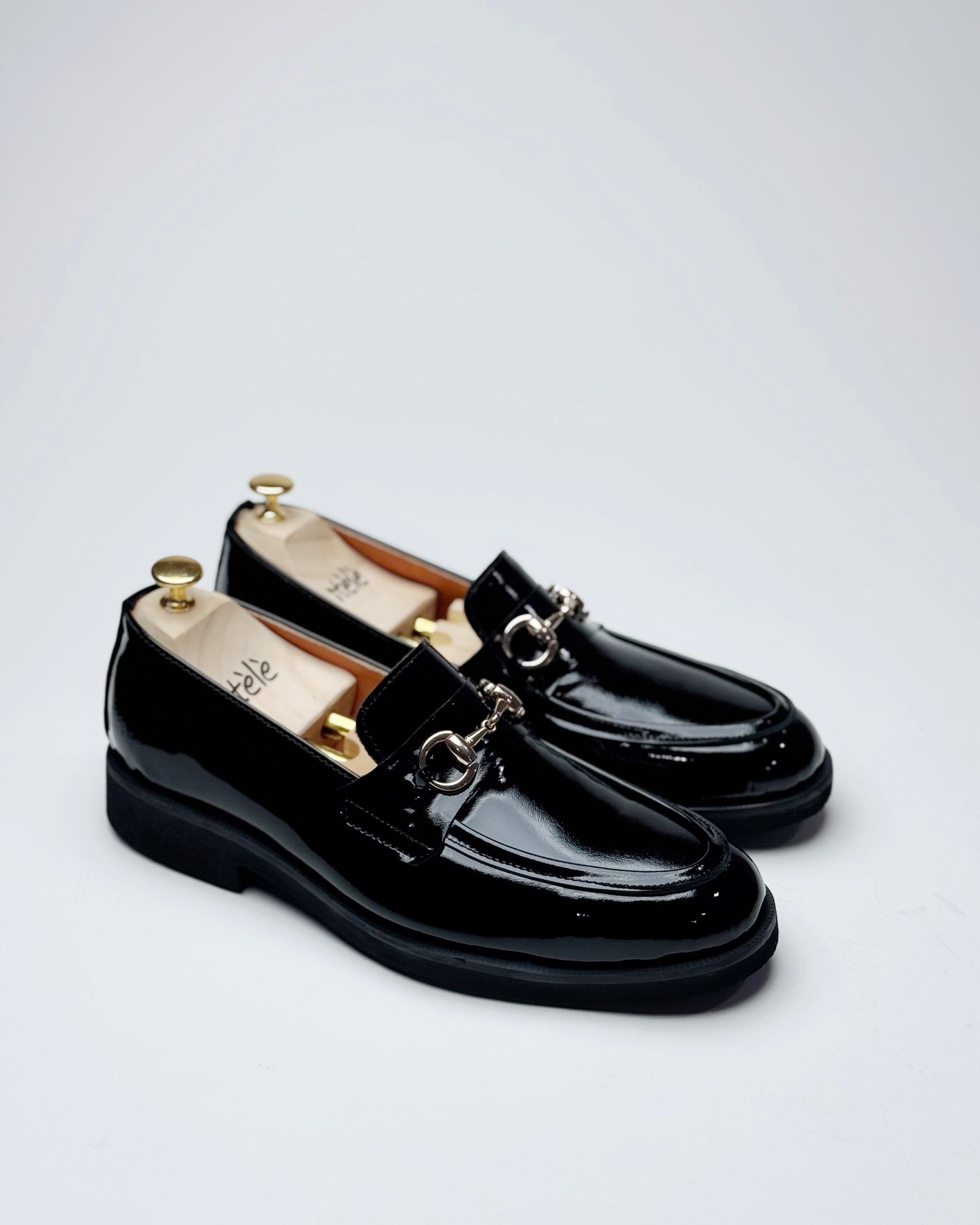 Wobbi Black patent Horsebit Loafer