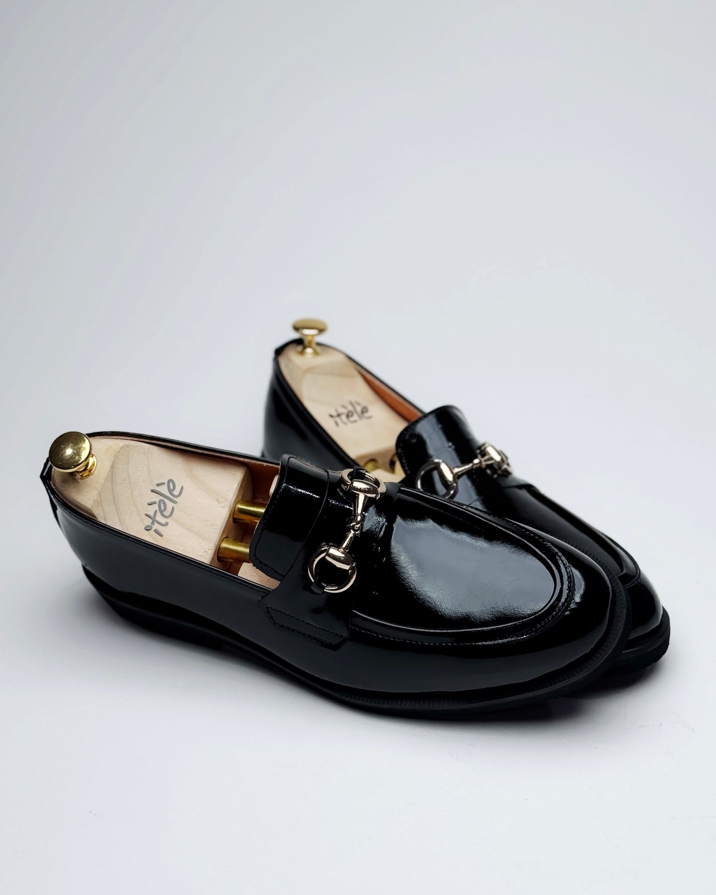 Wobbi Black patent Horsebit Loafer