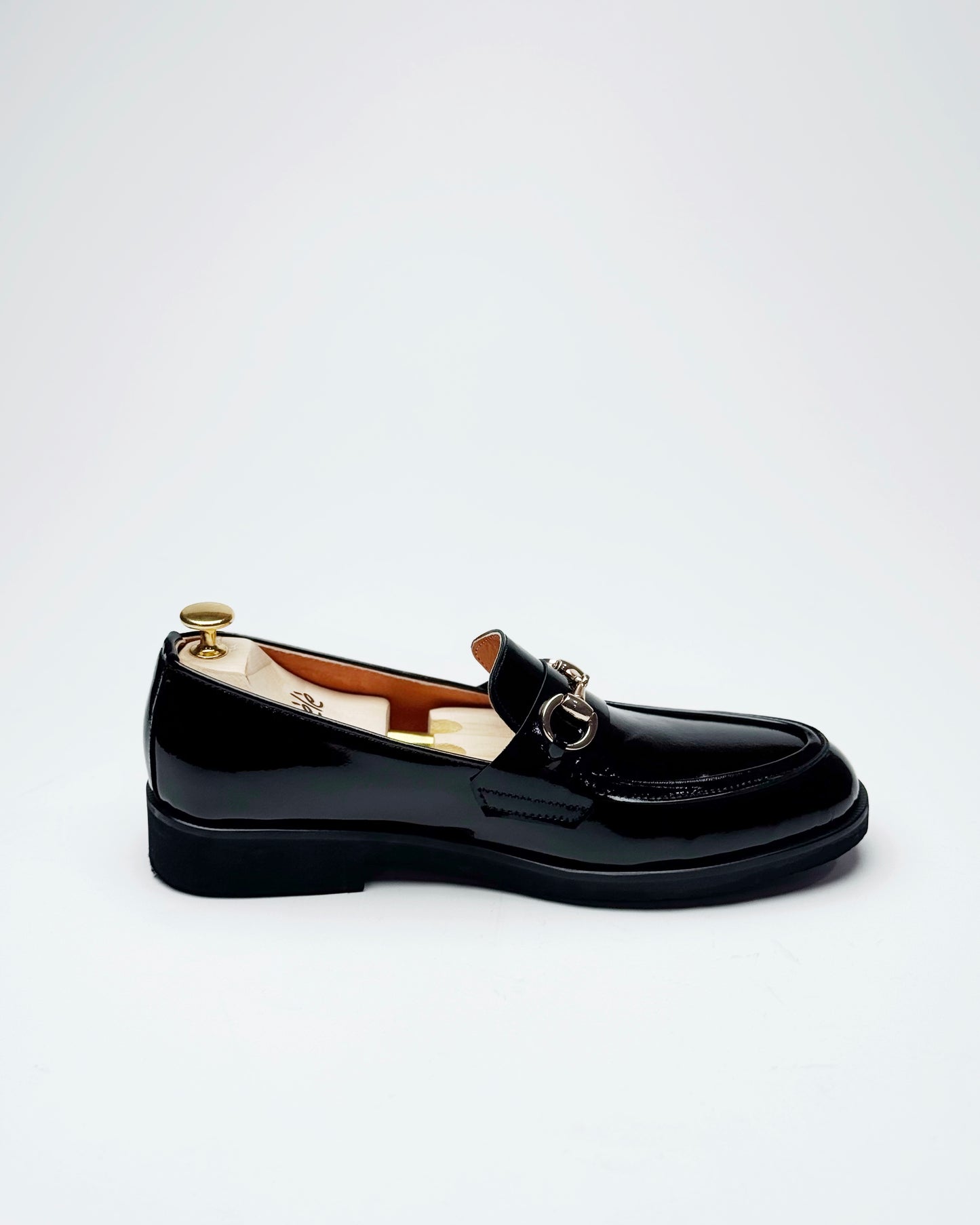 Wobbi Black patent Horsebit Loafer