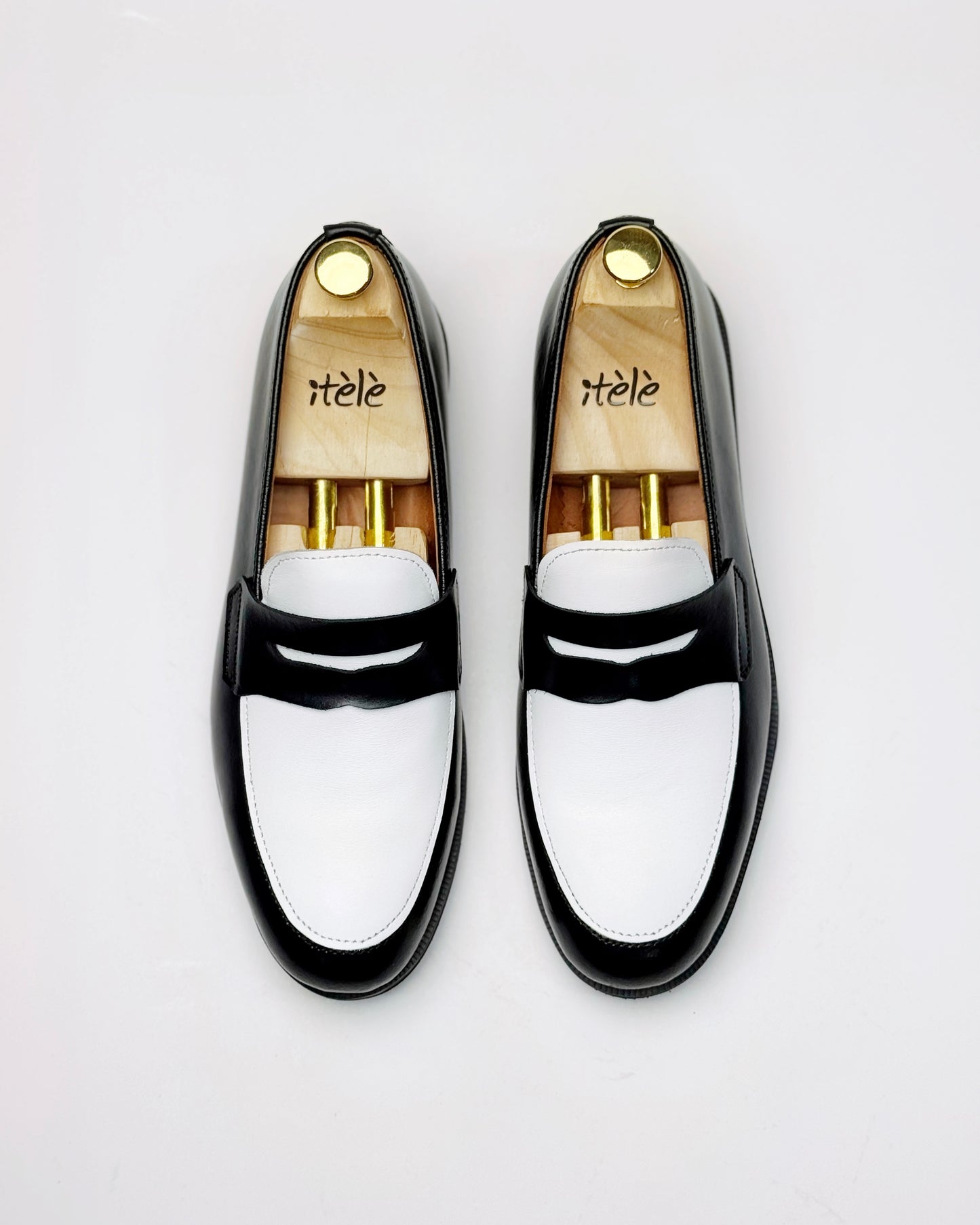 Dára black + white Penny Loafer