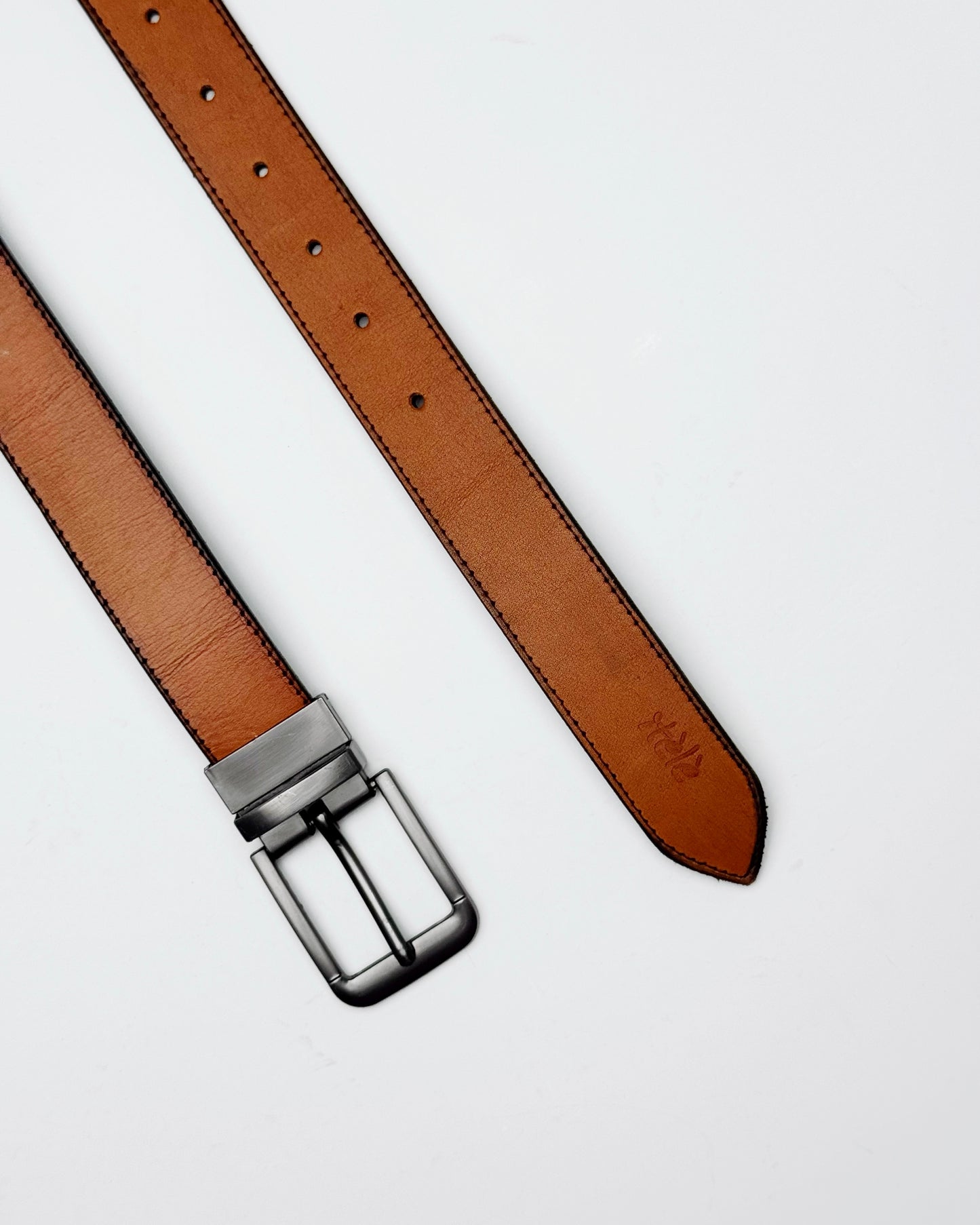 Two-sided Black and Tan Brown Leather belt